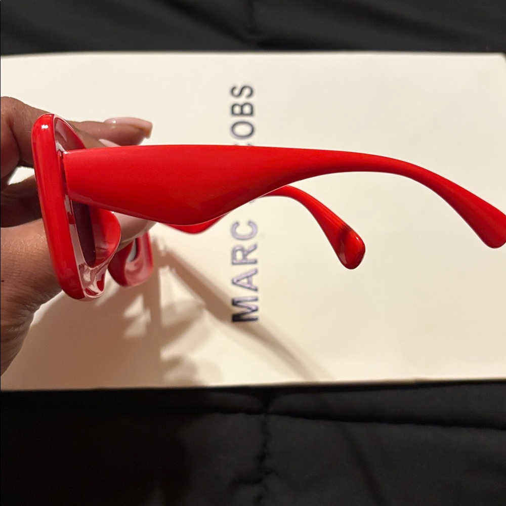 Bold Red Square Sunglasses - Picture 5 of 9